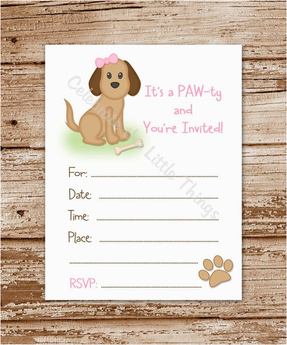 puppy dog invitation for girls fill in