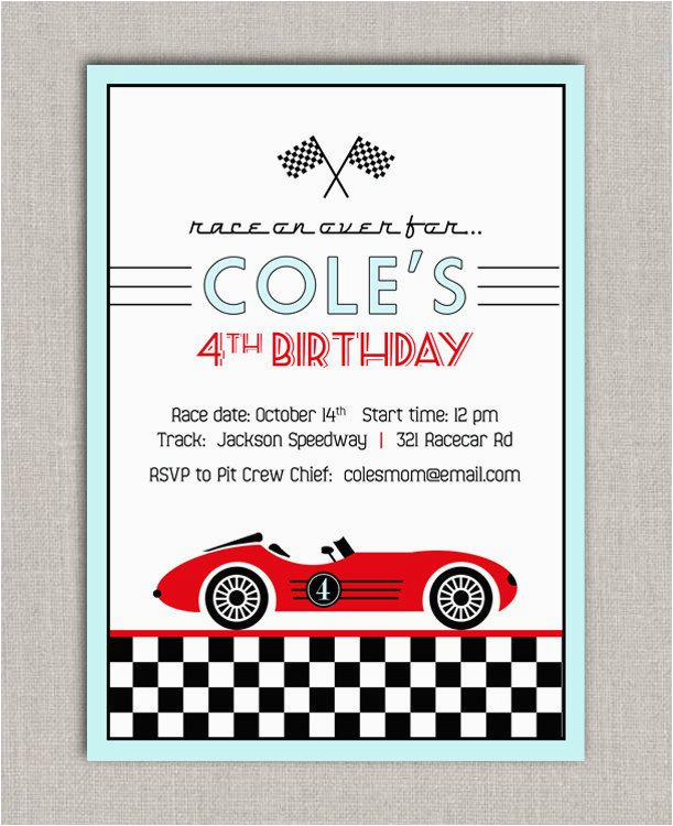 post racing birthday party invitation cards templates 312219