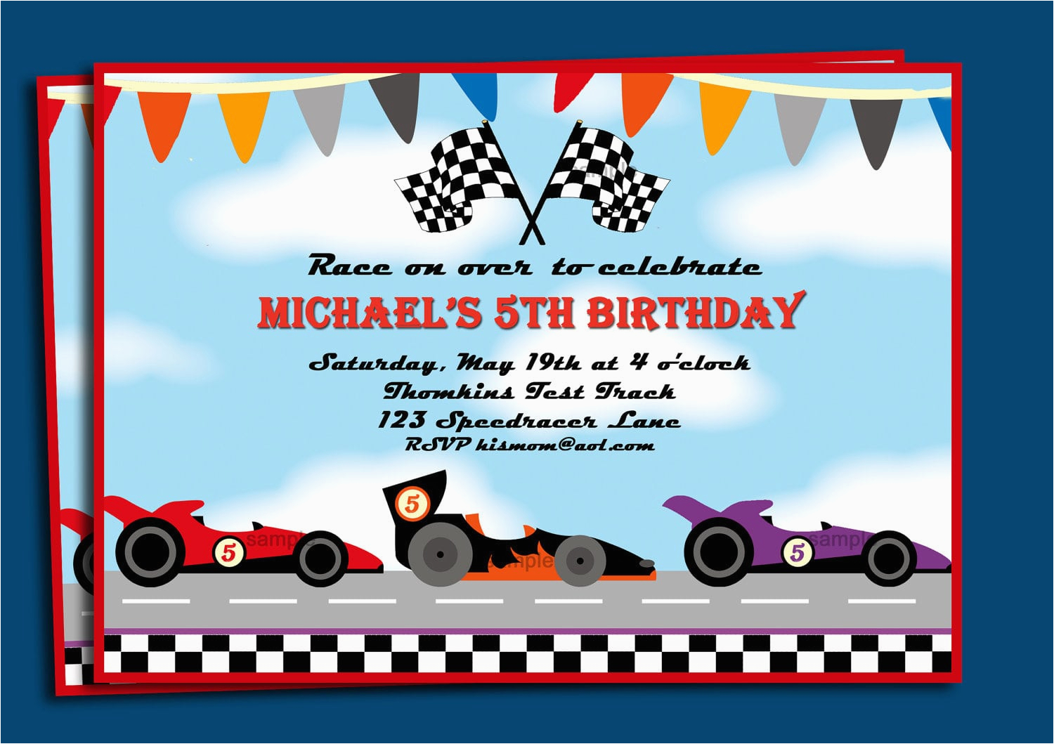 race car invitation free printable