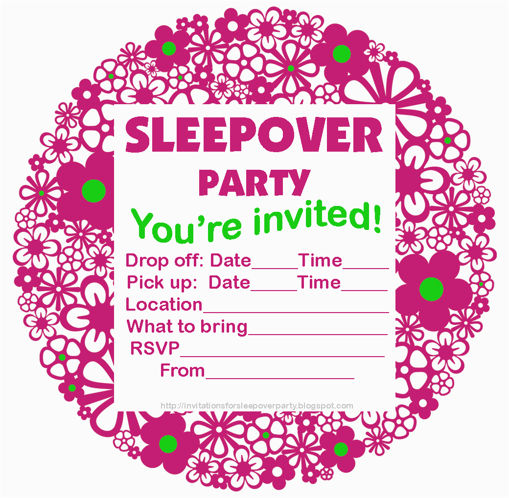 free printable slumber party birthday invitations