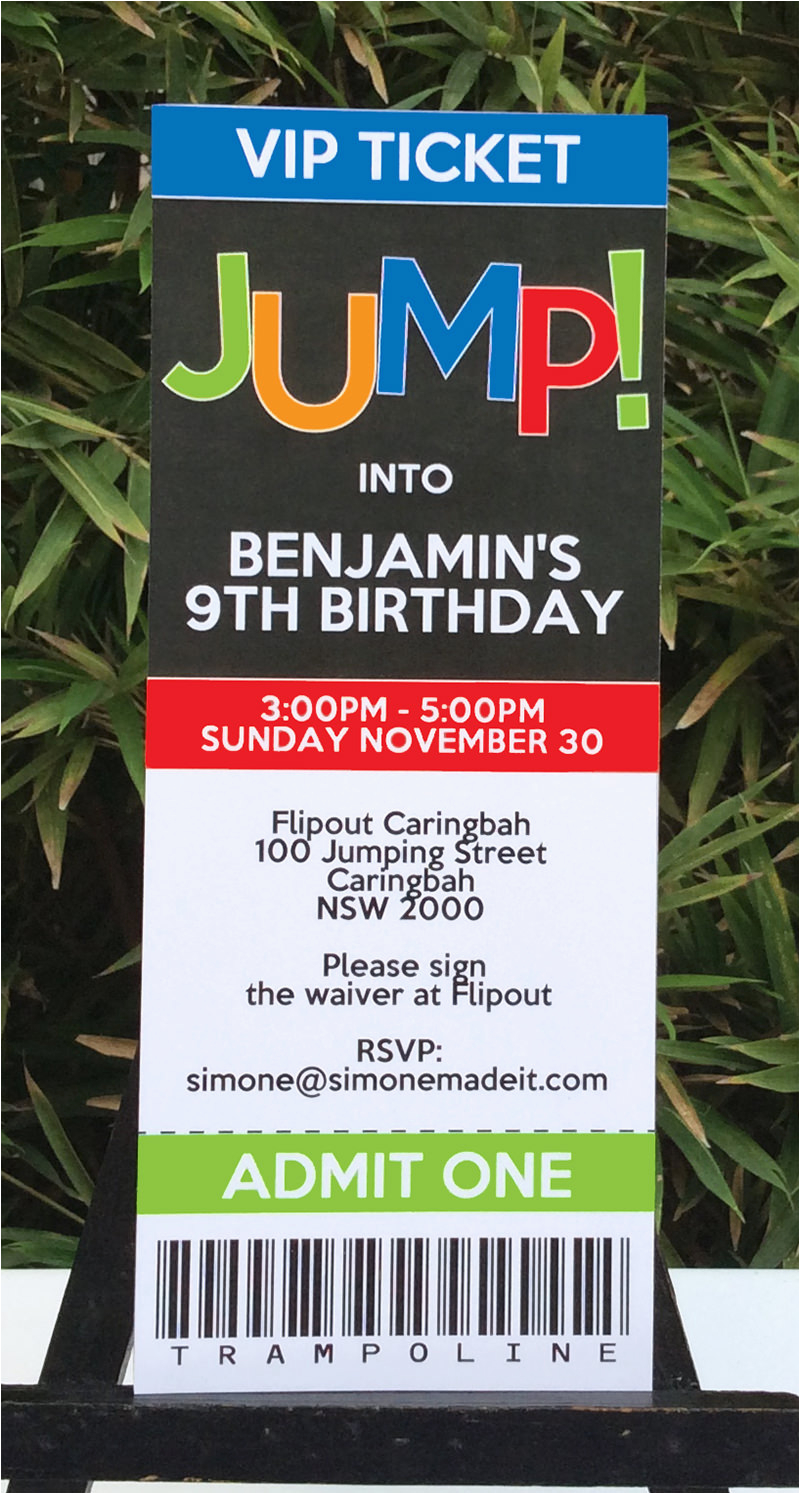 trampoline birthday party invitations printable templates new