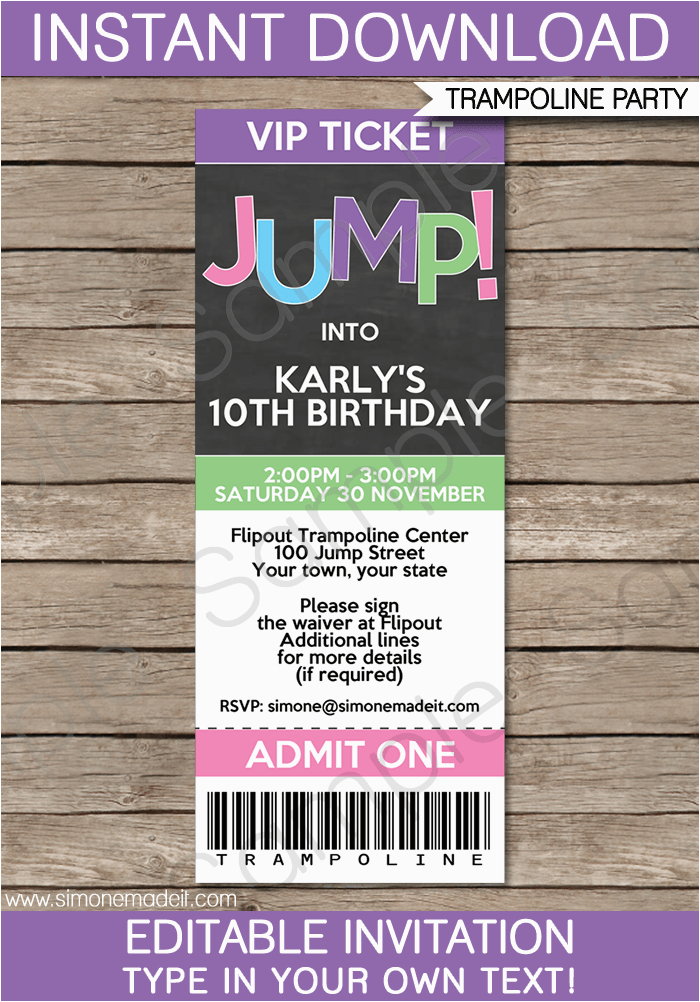 Free Printable Trampoline Birthday Party Invitations BirthdayBuzz