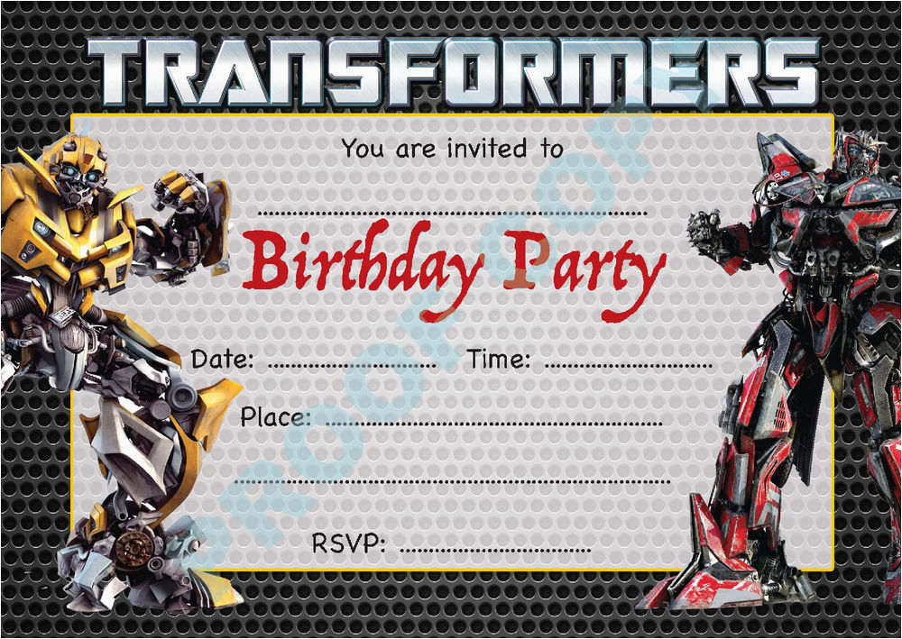 Greeting Cards Party Supply Transformers Childrens Birthday Party Invitations Invites Kids Autobot Bumblebee Home Garden