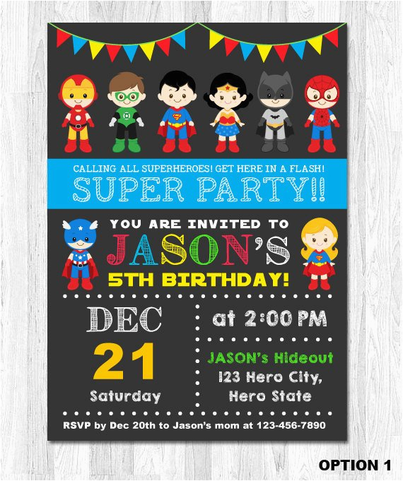 superhero birthday invitation superhero