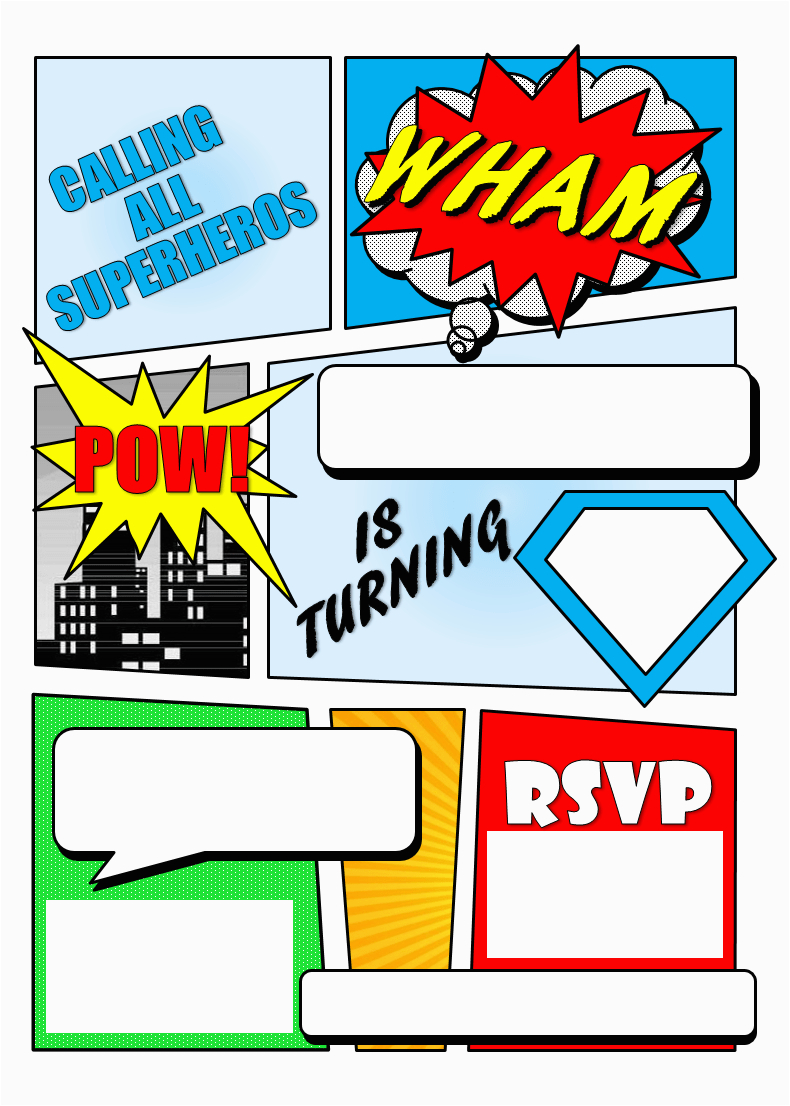 super hero comic book invitation