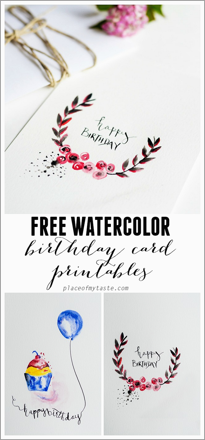 free watercolor birthday card printables