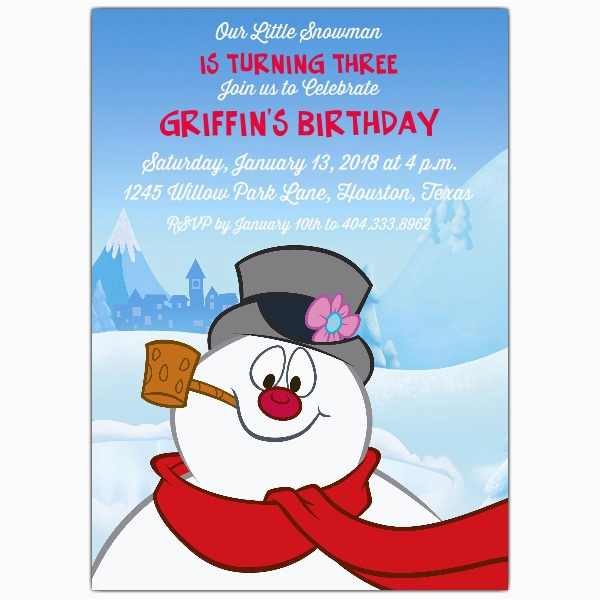 Frosty the Snowman Birthday Invitations Frosty the Snowman Invitations Paperstyle