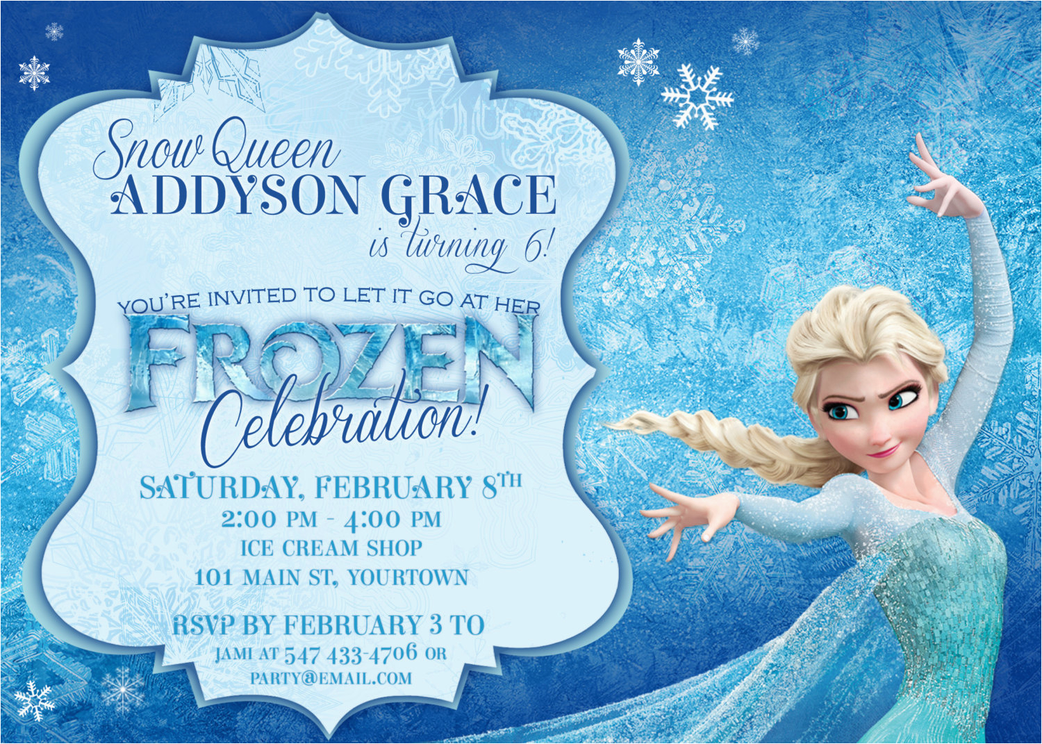 frozen themed party invitations