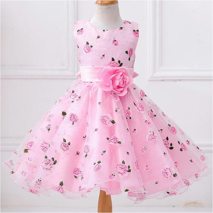 kids frocks girls flowes dress formal floral print party