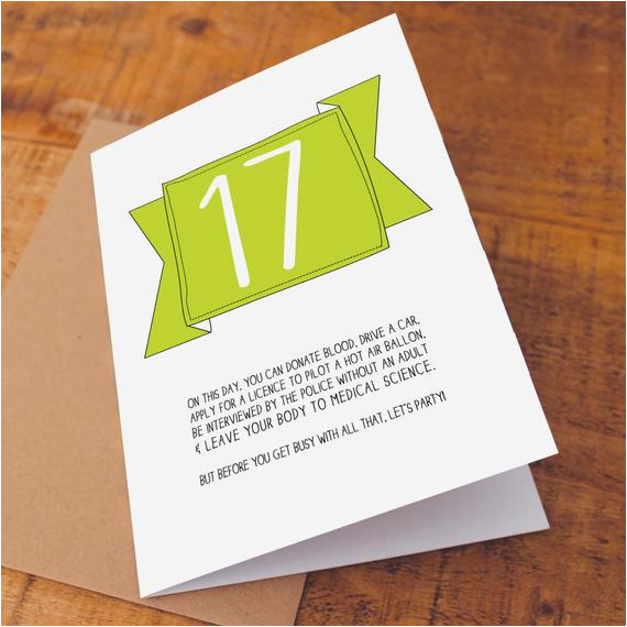 17th birthday card funny birthday card funny 17 card on