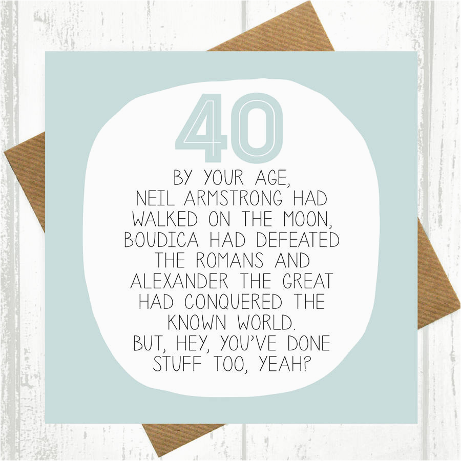 by your age 40th birthday card