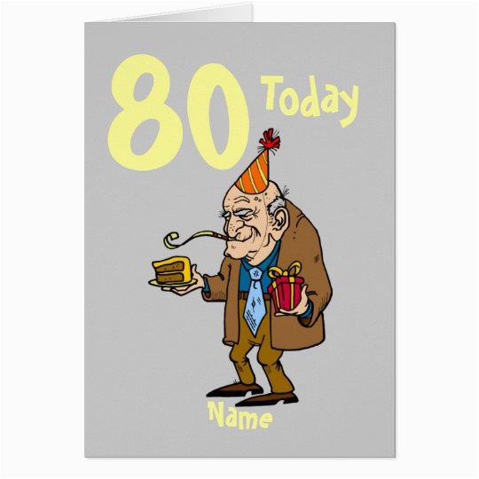 funny 80th birthday cartoon personalized card zazzle com