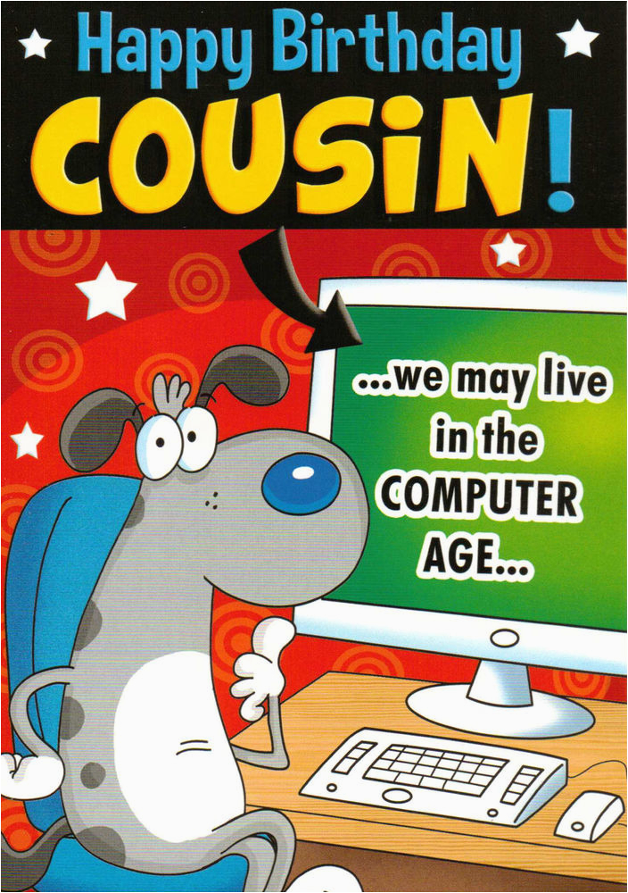 funny humorous male cousin happy birthday card 2 x