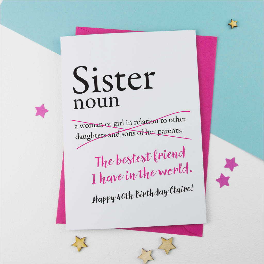 sister birthday card personalised by a is for alphabet