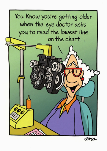 woman at eye doctor funny birthday card by oatmeal studios