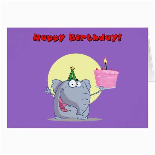 funny elephant with cake happy birthday card zazzle