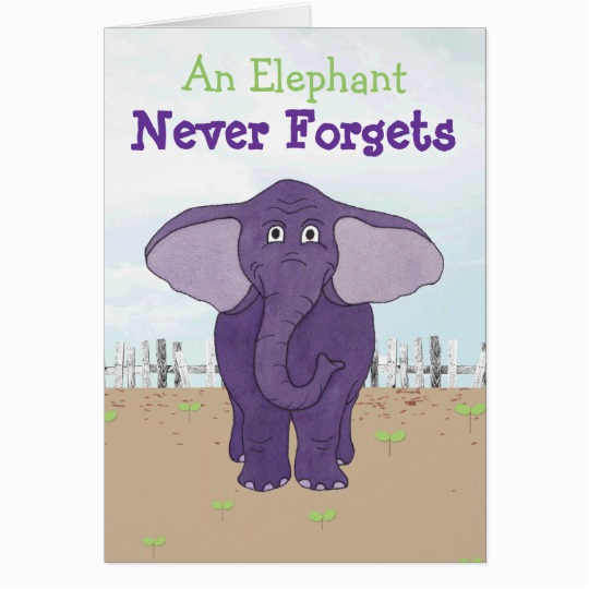 funny purple elephant belated birthday card zazzle com