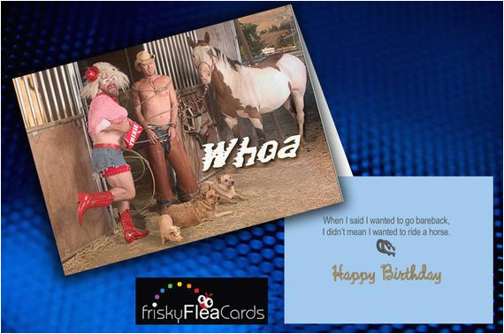 gay funny western themed birthday card by friskyfleacards