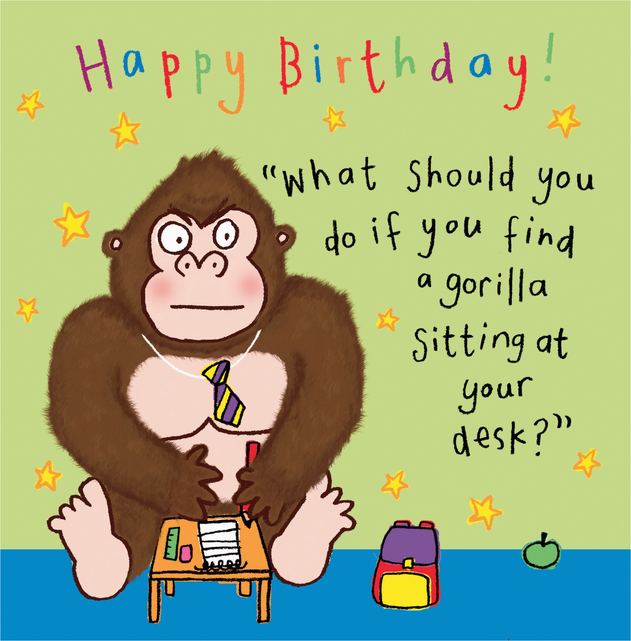gorilla funny joke birthday card for kids tw434 4488 p