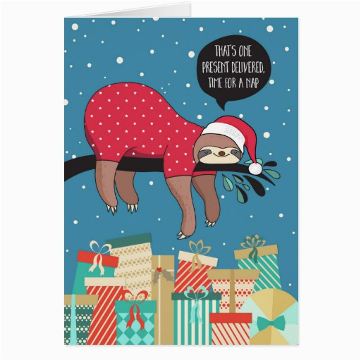 funny christmas card the sloth santa zazzle