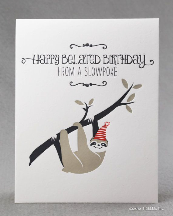 letterpress birthday card slowpoke sloth birthday cards