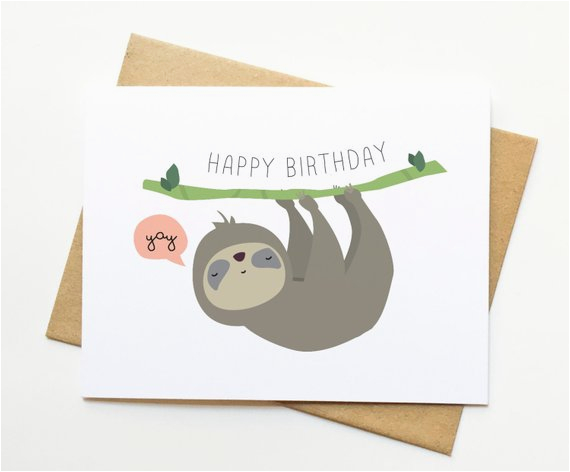 sloth happy birthday cute illustration card