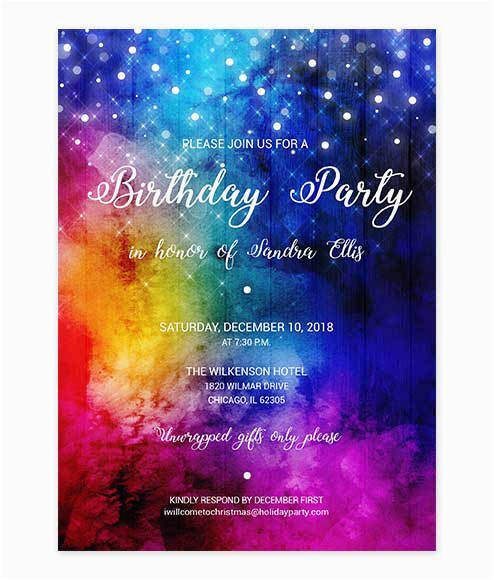 rainbow galaxy birthday invitation