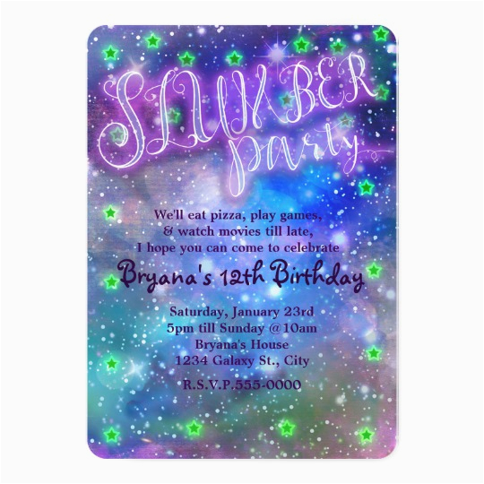 slumber party space galaxy birthday invitations 256812847643522264