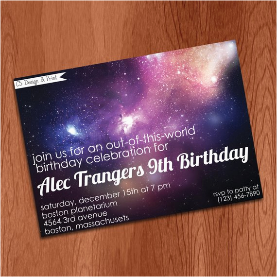 space birthday party invitation