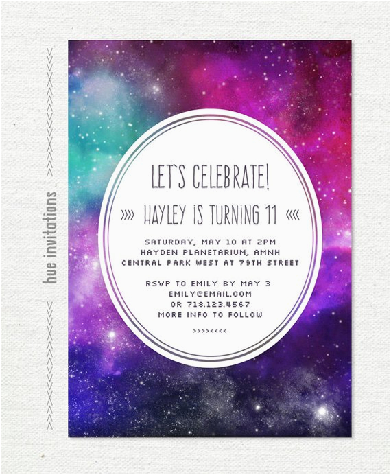 tween birthday party invitation nebula