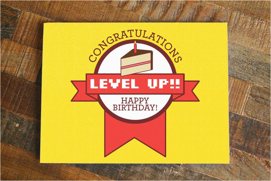 gamer birthday card level up funny birthday nerdy birthday