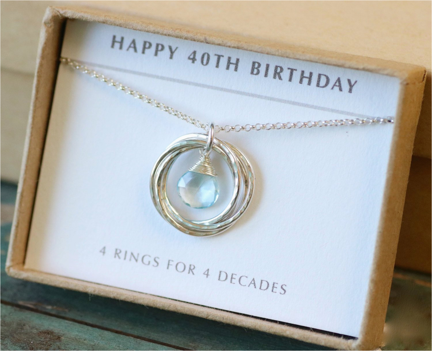 40th birthday gift for her december birthstone necklace blue