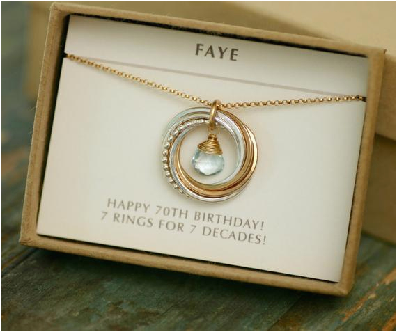 70th birthday gift for grandmother necklace for her blue