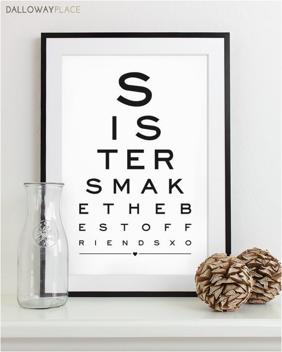 maid of honor gift for sister art print eye chart quote art