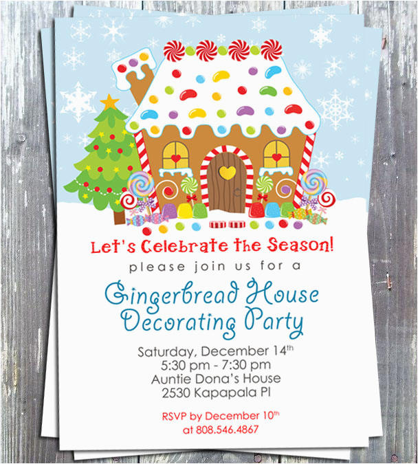 gingerbread house decoration party invitation e file