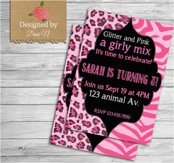 animal print birthday invitation girly