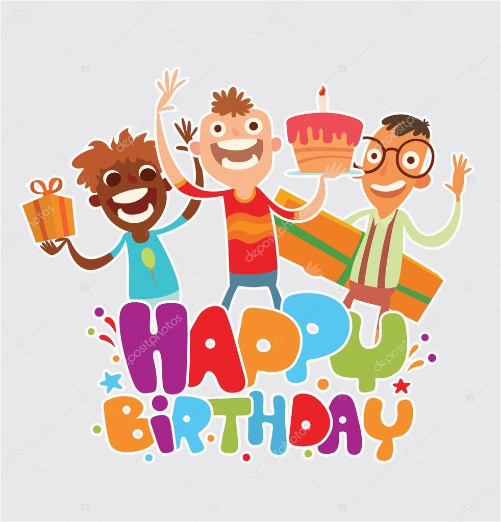 happy birthday card with friends stock vector