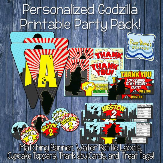 custom godzilla printable party pack