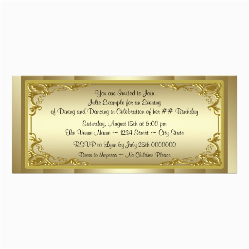 elegant golden ticket birthday party invitation 161758019494398973