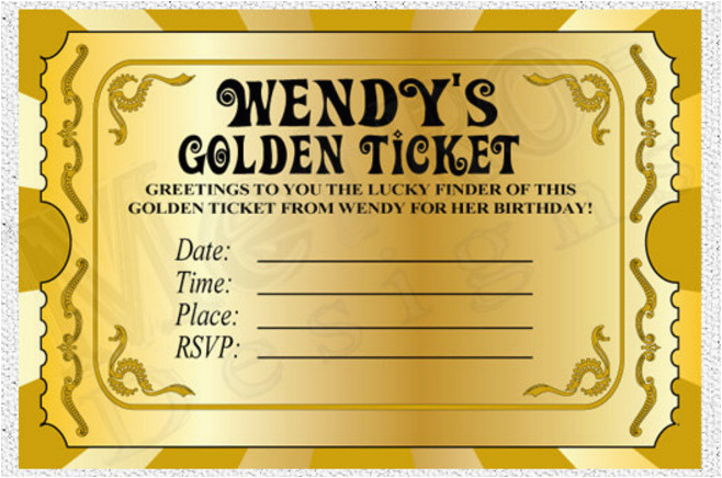 willy wonka golden ticket party invitations