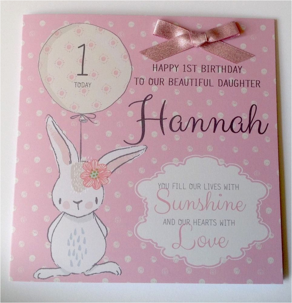 personalised bunny 1st birthday card daughter