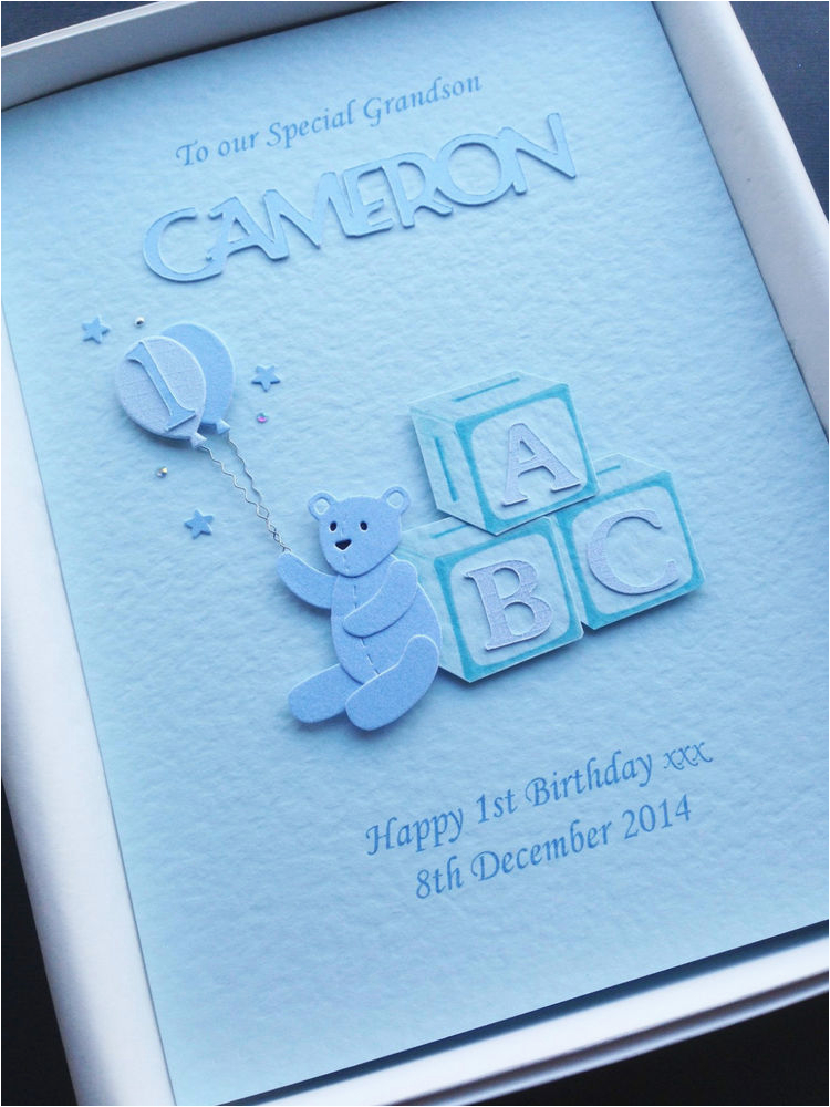 1st first birthday card grandson son nephew personalised