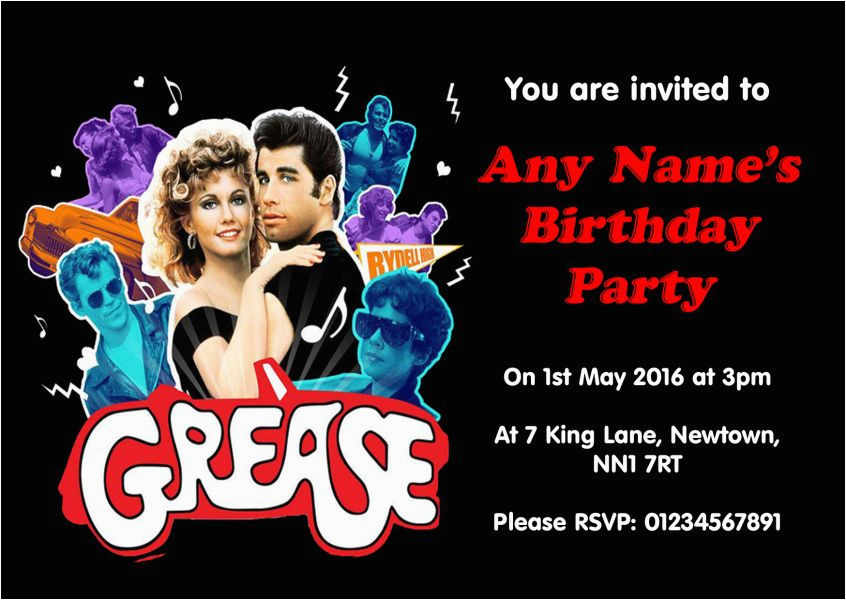 grease party invitations