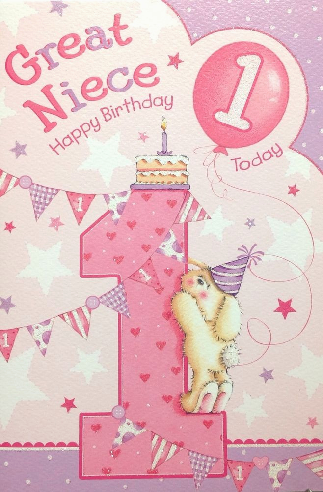 great niece age 1 1st birthday card short verse