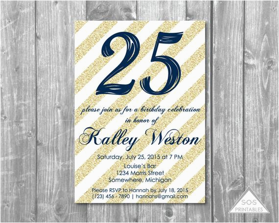 gold glitter birthday invitation navy gold