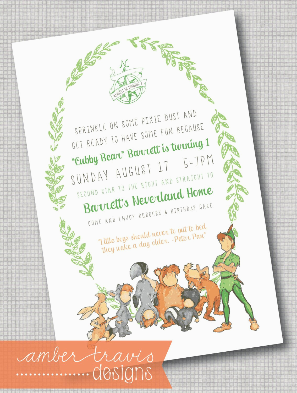 peter pan and the lost boys invitation