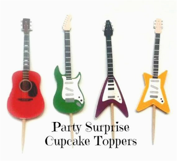 guitar cupcake toppers guitars music