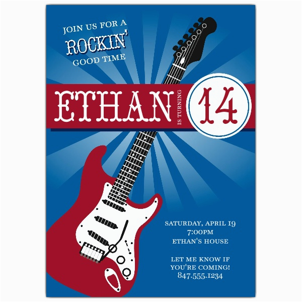guitar tween birthday party invitations paperstyle