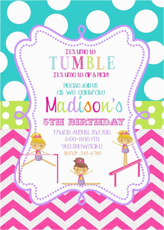 gymnastics birthday party invitations