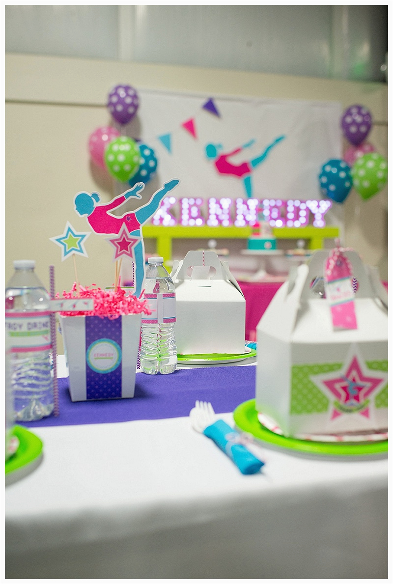 a bright and colorful gymnastics birthday party
